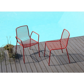 Ginevra chair with armrests in recyclable and stackable technopolymer Scab