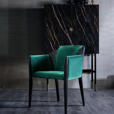 Sveva chair by Bontempi with wooden structure covered in various fabrics