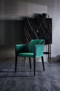 Sveva chair by Bontempi with wooden structure covered in various fabrics
