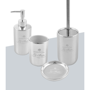 Cipì Alchemist bathroom set in chromed ceramic in three colors
