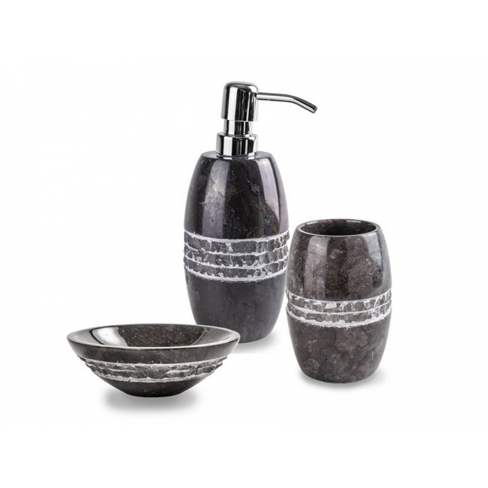 Black Merì by Cipì bathroom set in black striped marble
