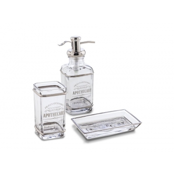 Cipì Retro bathroom set in hand-worked glass and silver-plated metal