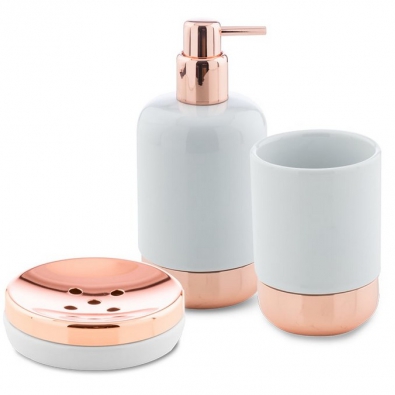 Cipì Spa bathroom set in porcelain and polished copper