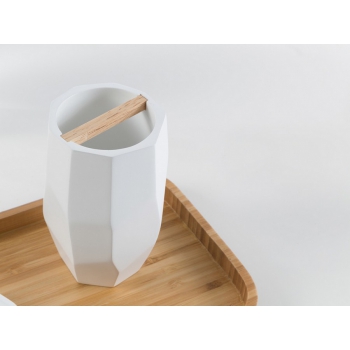 Cipì Surface Bamboo bathroom set in white and wood resin