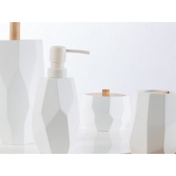 Surface Bamboo bathroom set by Cipì in white resin and wood