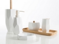 Cipì Surface Bamboo bathroom set in white and wood resin