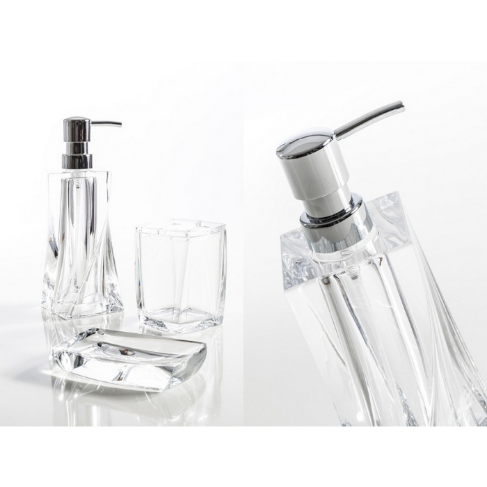 Cipì Twister bathroom set in transparent resin