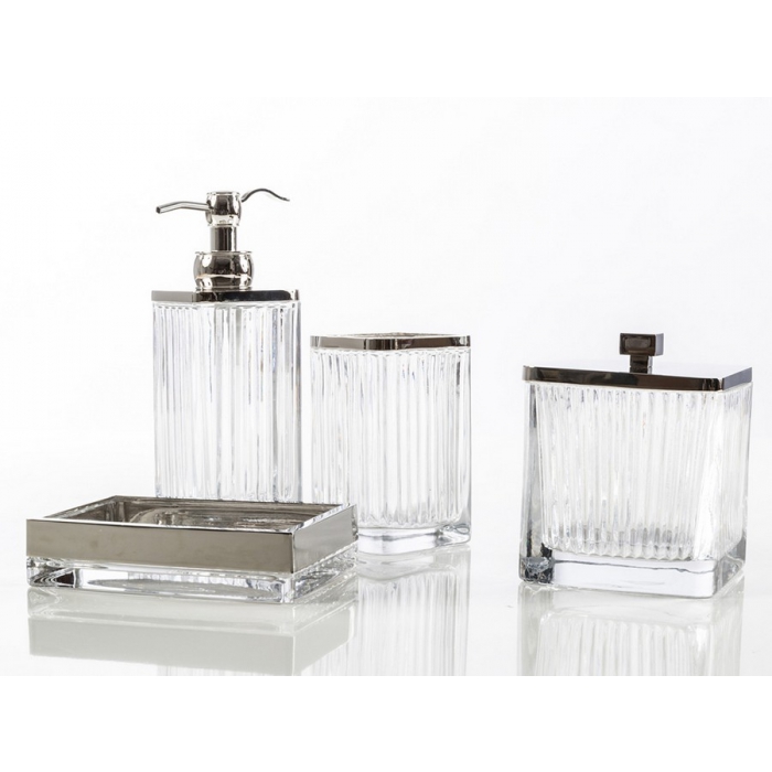 Cipì bathroom vanity set in decorated glass and chromed metal