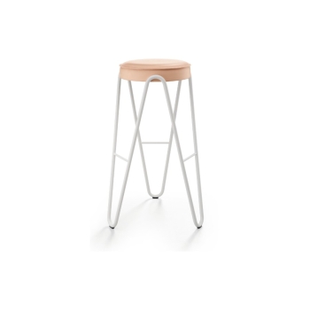 Midj Apelle Jump Stool with elegant leather seat and steel frame