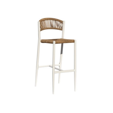 Milano white and straw bar stool by Greenwood