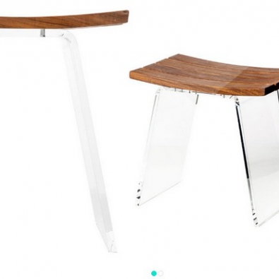 Cipì Koi Stool Stool in Teak wood and extraclear plexiglass