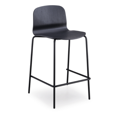 Liù stool in metal, wood, covered in fabric, leather, leather with horizontal stitching or wrinkles