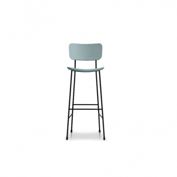Midj steel stool in steel with upholstered seat and back