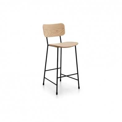 Midj steel stool in steel with upholstered seat and back