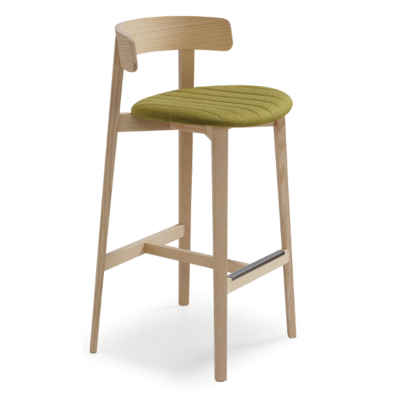 Maya L TS stool in wood covered in fabric or leather by Midj