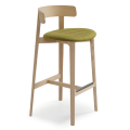 Maya L TS stool in wood covered in fabric or leather by Midj