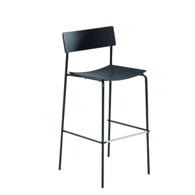 Mito M LG stool in metal and stackable wood by Midj with CATAS certification.