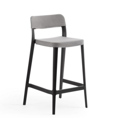 Nenè H PP-TS stool in polypropylene with armrests covered in fabric by Midj