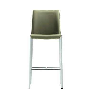 Nuvola HM CU stool in metal and leather by Midj
