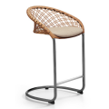 P47 metal stool with leather back covered in fabric or leather by Midj