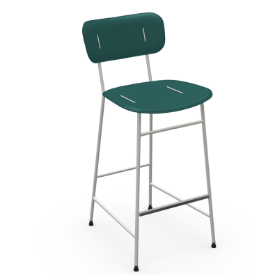 Piuma H CU stool in metal and leather by Midj
