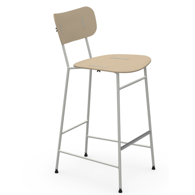 Piuma M LG stool in metal and wood by Midj