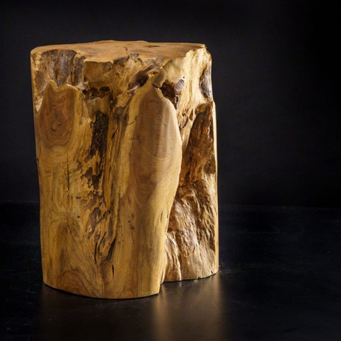 Cipì Sarong CP503 stool in hand-worked and wax-treated Teak wood