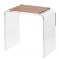 Cipì Tancho Stool CP503JS stool in Teak wood and extraclear plexiglass