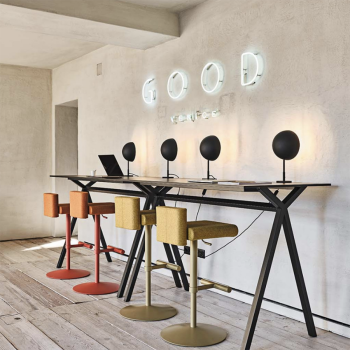 Toy SG TS swivel and adjustable metal stool covered in fabric or leather by Midj
