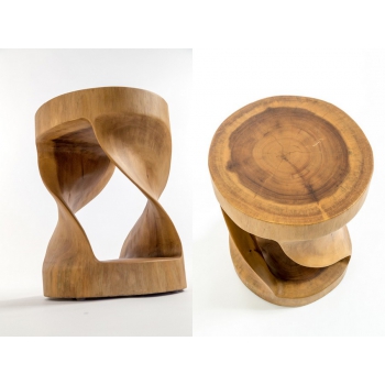 Cipì Twister stool carved from a block of Suar wood