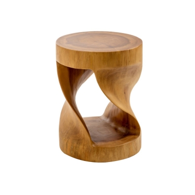 Cipì Twister stool carved from a block of Suar wood