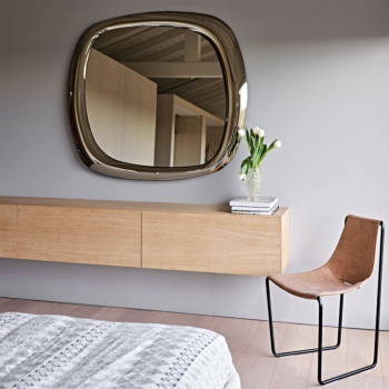 Bold mirror with bronze frame or covered in fabric or leather by Midj