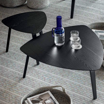 Clessidra table with metal base or covered in wood by Midj
