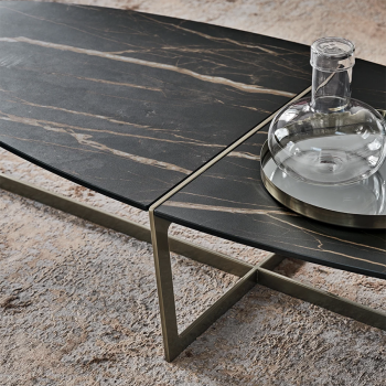 Cross coffee table by Bontempi in steel and glass or SuperCeramica