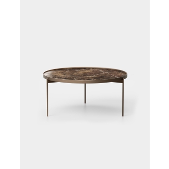 Esprit coffee table by Pezzani painted steel structure and tempered glass top