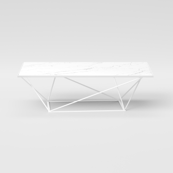 Evoque coffee table by Pezzani painted steel structure and glass top