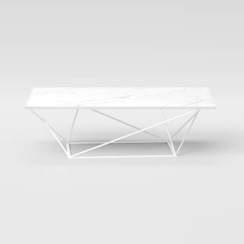 Evoque coffee table by Pezzani with painted steel frame and glass top