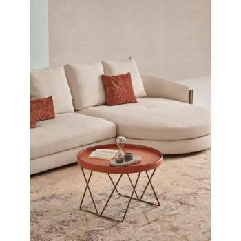 Flexus coffee table by Bontempi in lacquered steel and leather top