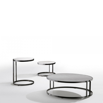 Joint Coffee Table in metal and leather or ceramic by Midj