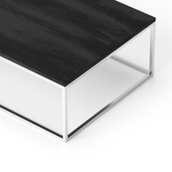 Lamina coffee table by Pezzani in stainless steel and laminate top