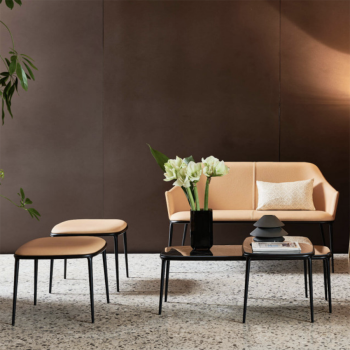 Lea Coffee Table in metal and wood or ceramic by Midj