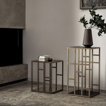 Manhattan Bontempi coffee table in lacquered steel and crystal