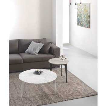 Nordic coffee table by Pezzani with painted steel frame and marble top