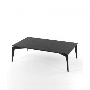 Nordic coffee table by Pezzani with painted steel frame and marble top