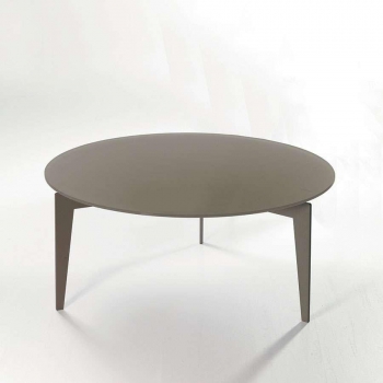 Nordic coffee table by Pezzani with painted steel frame and tempered glass top