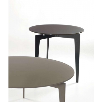 Nordic coffee table by Pezzani with painted steel frame and tempered glass top