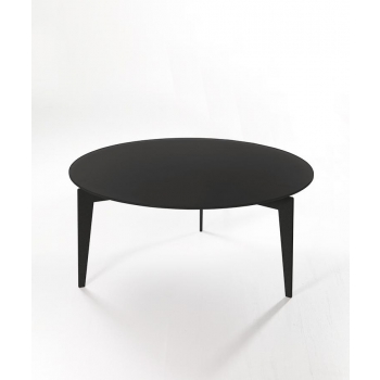Nordic coffee table by Pezzani with painted steel frame and tempered glass top