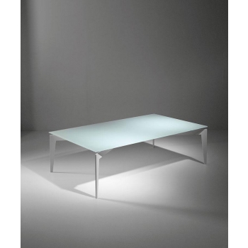 Nordic coffee table by Pezzani structure in painted steel and tempered glass top