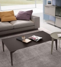 Nordic coffee table by Pezzani painted steel structure and tempered glass top