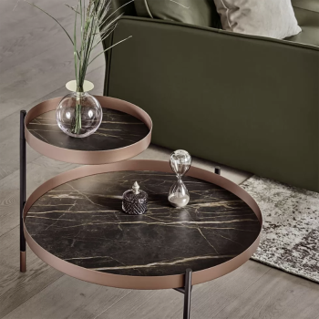 Planet coffee table by Bontempi in steel and glass or Supermarble